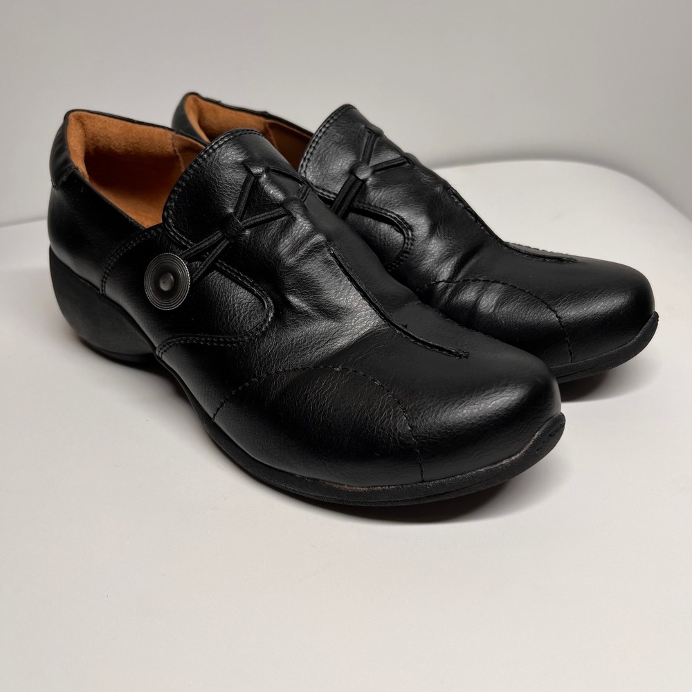 Naturalizer Jance Black Leather Slip On Comfort Shoes‎ Women Size 7.5 Wide